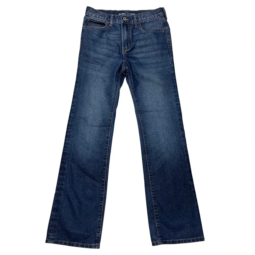 Old Navy Jeans Boys 16 Blue Straight Built-In Tough Dark Wash Denim Pants